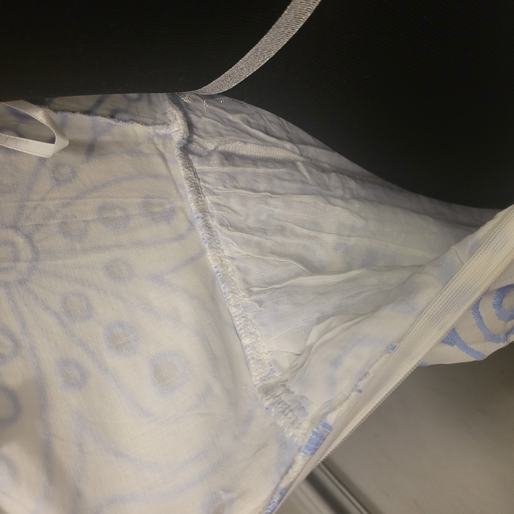 Lulus White And Blue Eyelet Embroidered Lined  Dress Size S - Picture 7 of 7